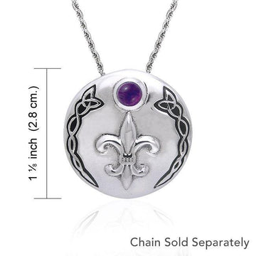 Fleur De Lis with Celtic Knotwork Silver Pendant TPD354 - Jewelry